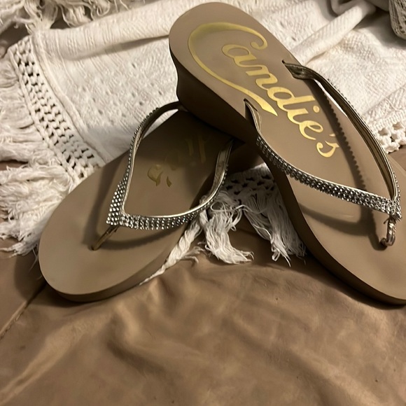 candies bling wedge flip flops